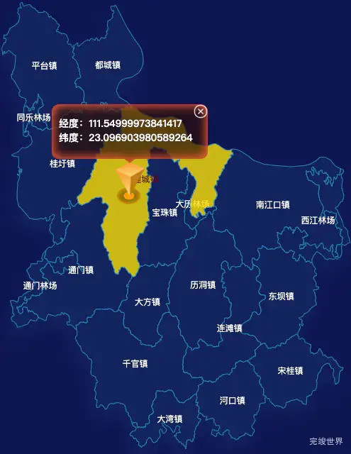 echarts云浮市郁南县geoJson地图点击地图获取经纬度